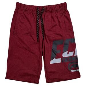 Ecko Unltd Men's Red Heather Marled Puff Print Activewear Shorts